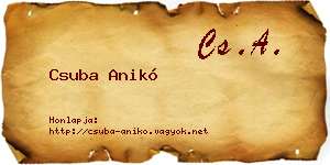 Csuba Anikó névjegykártya